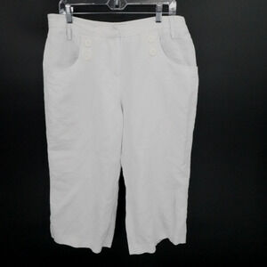 Atelier Pants Womens 14 White Cropped Lightweight‎ Beachy Summer Costal